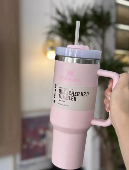 Stanley 40oz Quencher H2.0 FlowState Tumbler – Reusable Travel Cup with Handle & Straw Lid - Pink